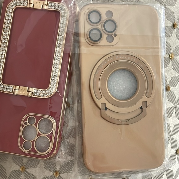 Apple iPhone 12 matte gold rubbery PU cover case with easy hold handle 12 pro - Picture 3 of 7